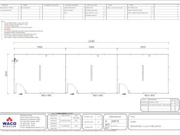 3x12m Three Office (Internal doors)